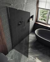 Душевая перегородка в профиле MaybahGlass 1950*1090 Стекло 8 мм Графит матовый   Профиль: Широкий, Цвет Хром глянцевый MGD-682-4ш