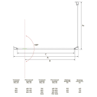 Душевой угол раздвижной прямоугольный RV033-9090-01-C7 900х900х1950 Цвет профиля Хром Стекло Прозрачное Veconi