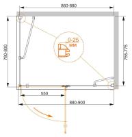 Душевой уголок, прямоугольный. BERGAMO-W-AH-1-90/80-C-Cr-R  900х800х1950 Cezares