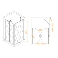 Душевой уголок RGW PA-134 (PA-104 + Z-050-2 + O-204) прямоугольный  100*100*195 060813400-11 профиль Хром стекло Прозрачное 6 мм RGW