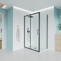 Душевой угол раздвижной E1-SP-B-140100-01-C9 1400х1000x1950 Цвет профиля Чёрный матовый Стекло  Прозрачное Veconi