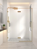 Душевая дверь распашная 1200x2000 цвет профиля Золото брашинг стекло прозрачное осветленное AL-120-00-G-C4 Premium Veconi