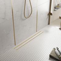 Душевой лоток TIMO Drain System 700 с двусторонней панелью "plate" под плитку, Золото матовое